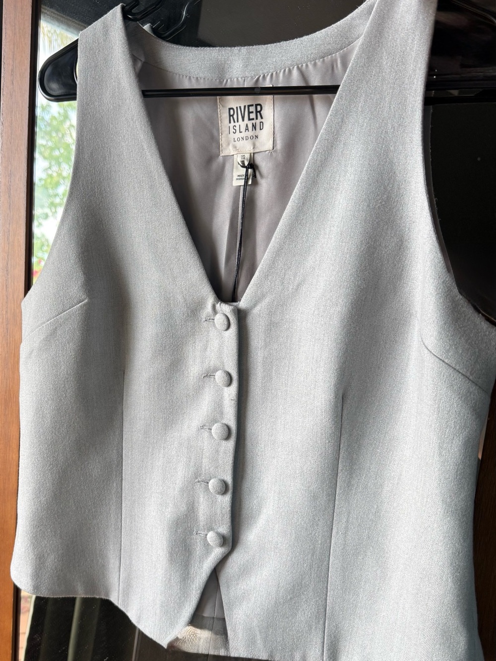 River Island Silver-Gray Tailored Vest